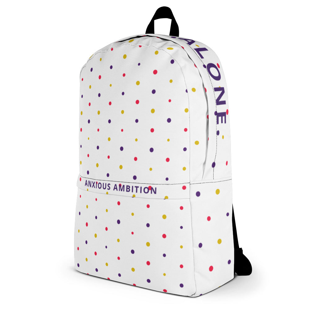 A white PU fashionable dot print combination backpack for daily